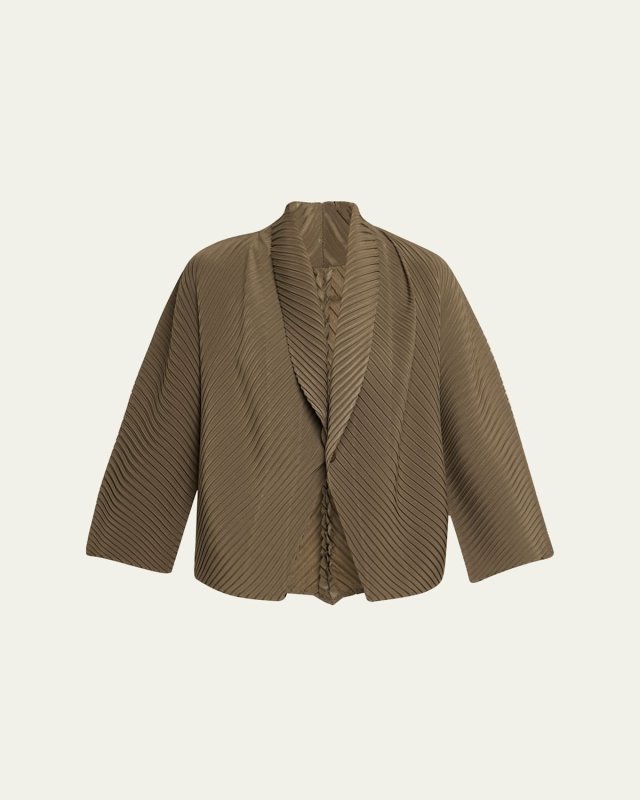Soft Fold Pleats Shawl-Collar Jacket